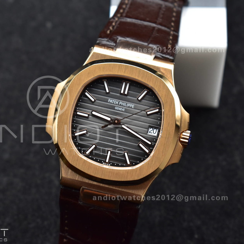 Nautilus 5711/1R RG 3KF 1:1 Best Edition Brown Textured Dial on Brown Leather Strap A324 Super Clone V2